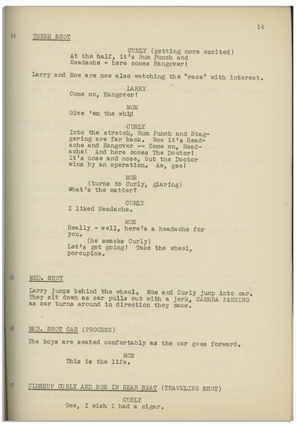 Moe Howard's Script for The Three Stooges 1939 Film ''Oily to Bed, Oily to Rise''
